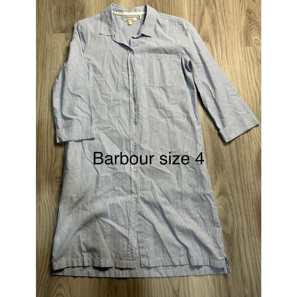 Barbour Women's Shirt Dress Size‎ 4 Light Blue Striped